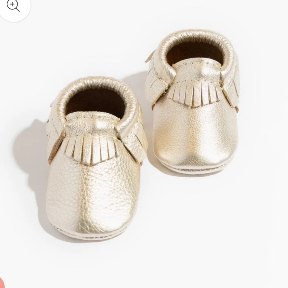 Freshly Picked Platinum Moccasin Baby Shoe
